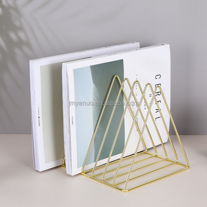 Triangle 5 Slot Metal Vinyl Record Folder Stand File Magazine Newspaper Holder Photography Props Book Shelf