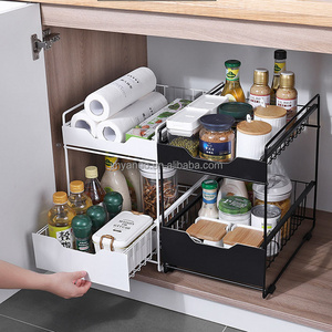 kitchen stand Home spice organizer storage holder rack basket Drawer stretch cabinet shelf expandable under the sink rack