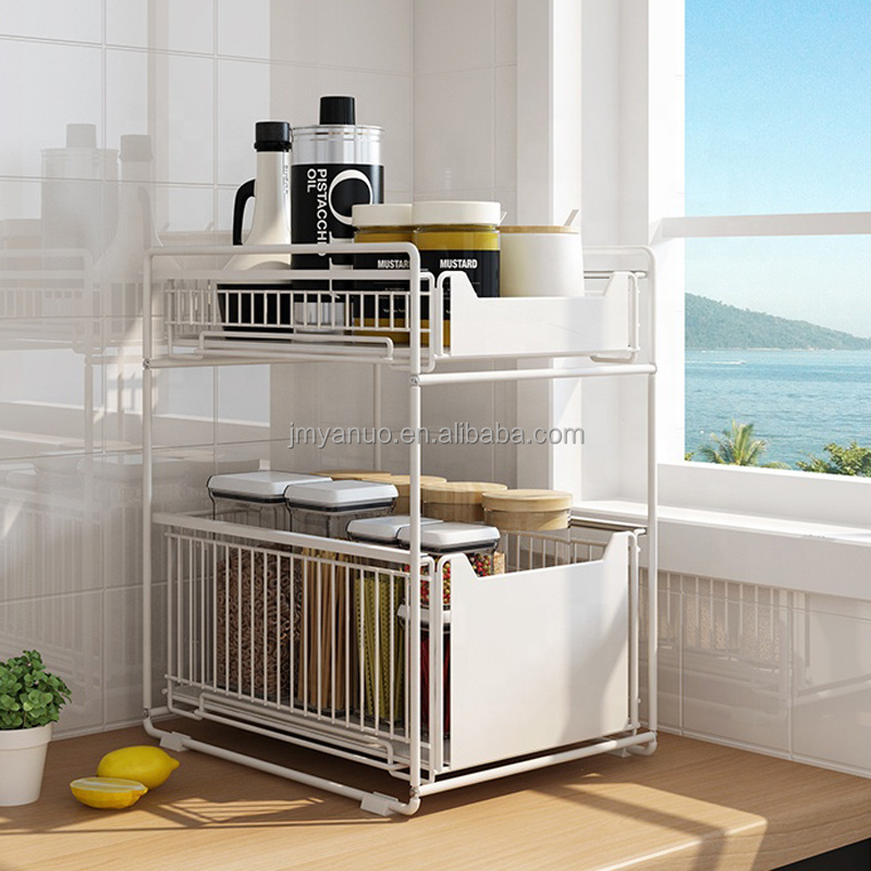 kitchen stand Home spice organizer storage holder rack basket Drawer stretch cabinet shelf expandable under the sink rack