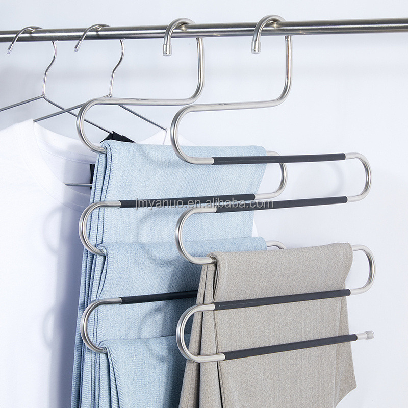 Stainless Steel Non-Slip Space Saving Clothes Slack Hangers Closet Storage Organizer for Pants Jeans Trousers