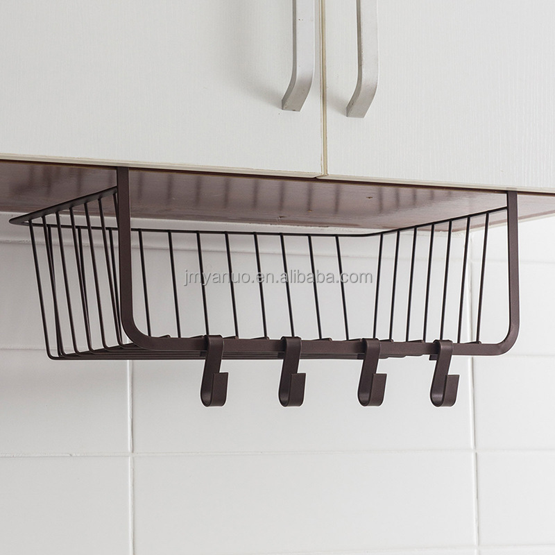 Under Cabinet Shelf Basket Organizer Metal Wire Rack Hanging Storage Basket