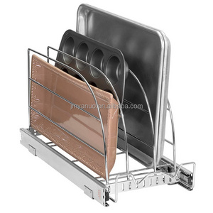 Pull Out Organizer for Cookie Sheet Cutting Board Bakeware and Tray Sliding Rack for Under Sink Under Cabinet