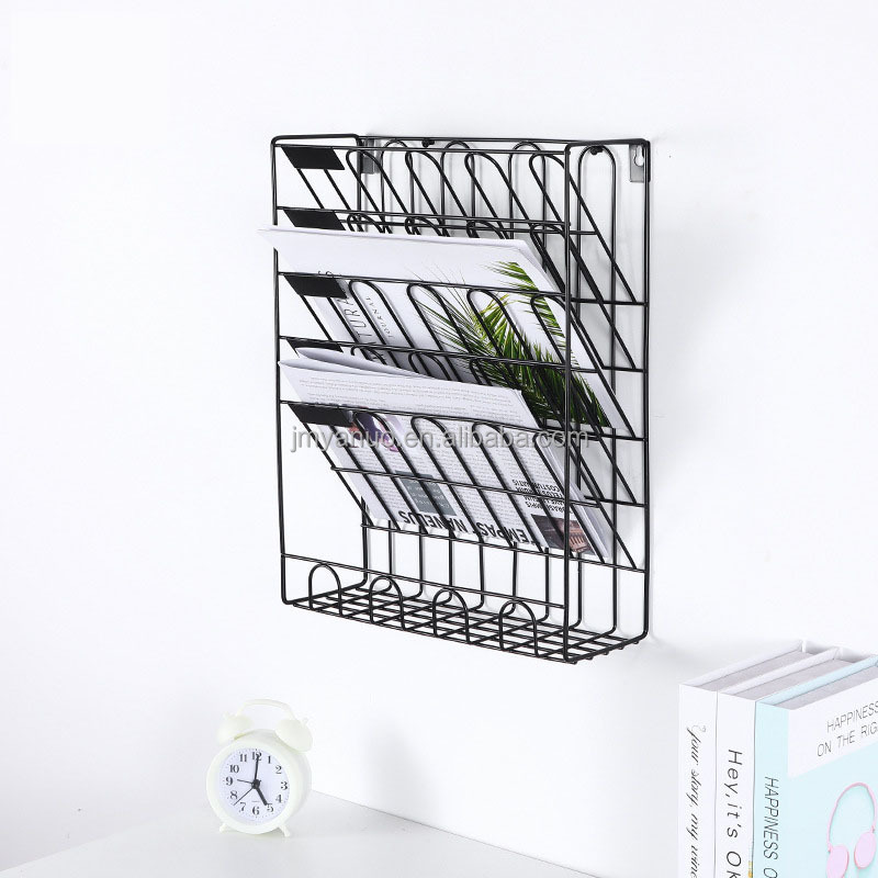 5 Tiers Wall File Holder Hanging Mail Organizer Metal Chicken Wire Wall Mount Magazine Rack