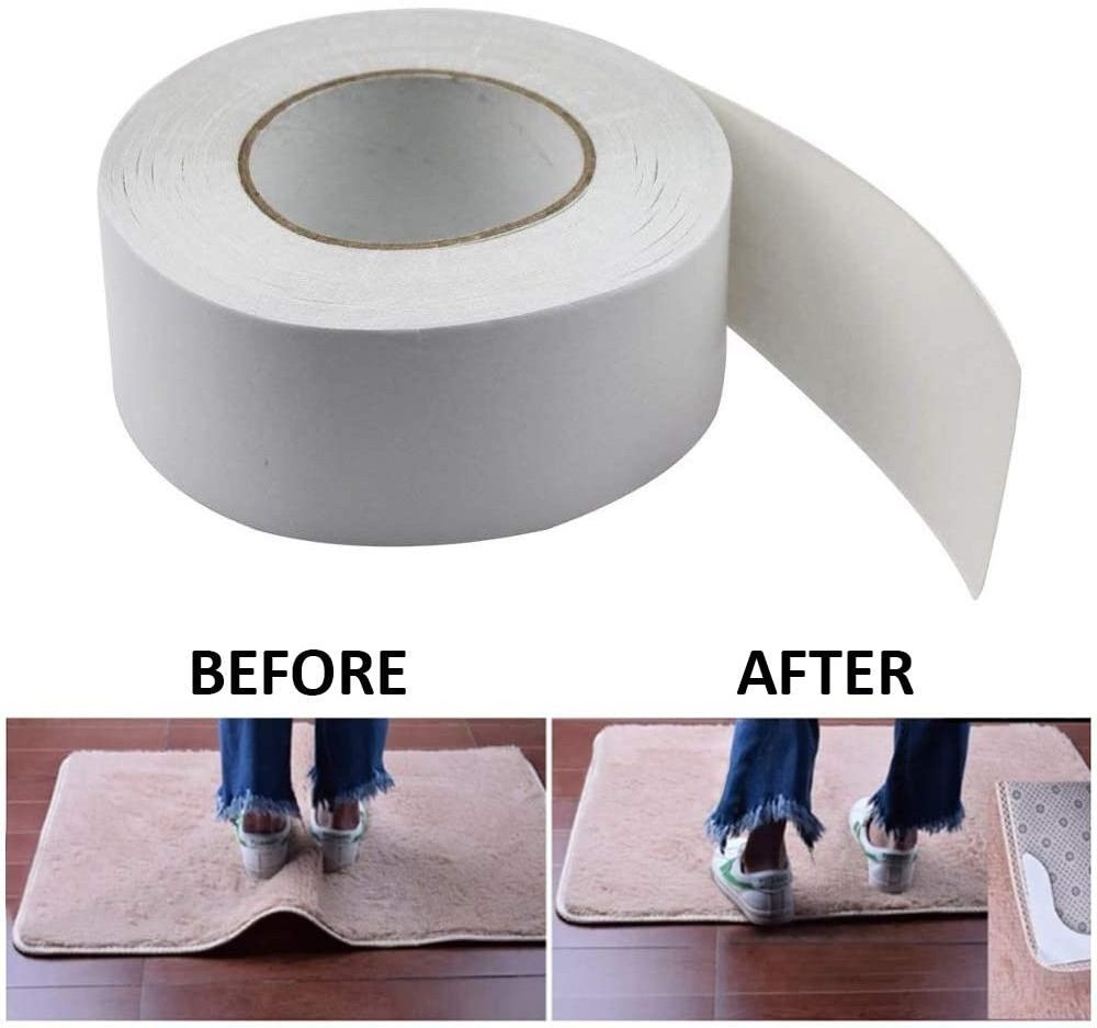 Free Sample Rug Fixing White Cloth Duct tape Removable Edge Binding Seaming Double Sided Carpet Tape