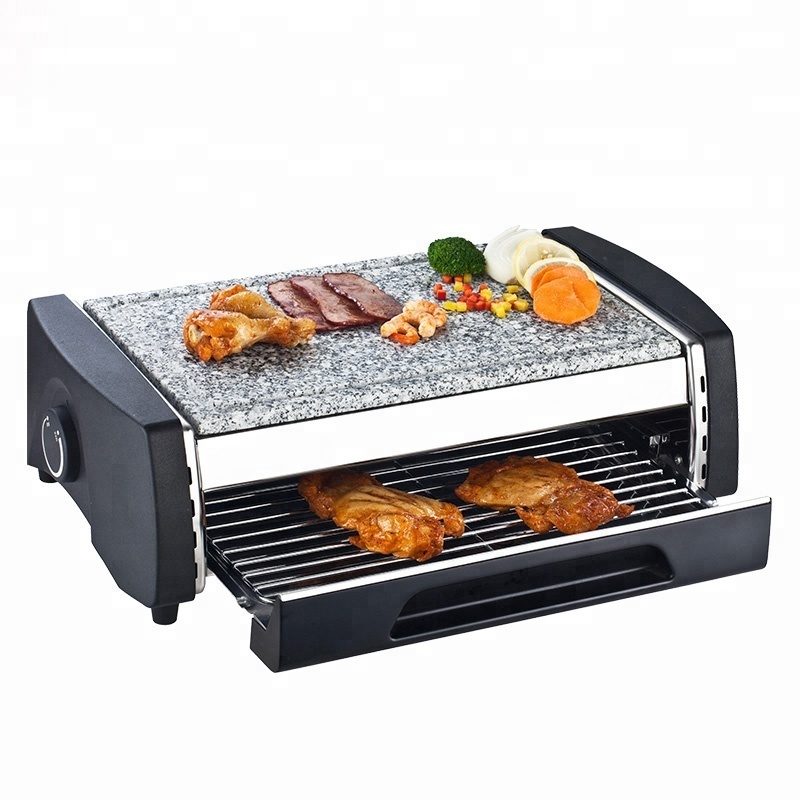 Korean electric barbecue lava rock hot table top mini stone kebab raclette pan bbq grill