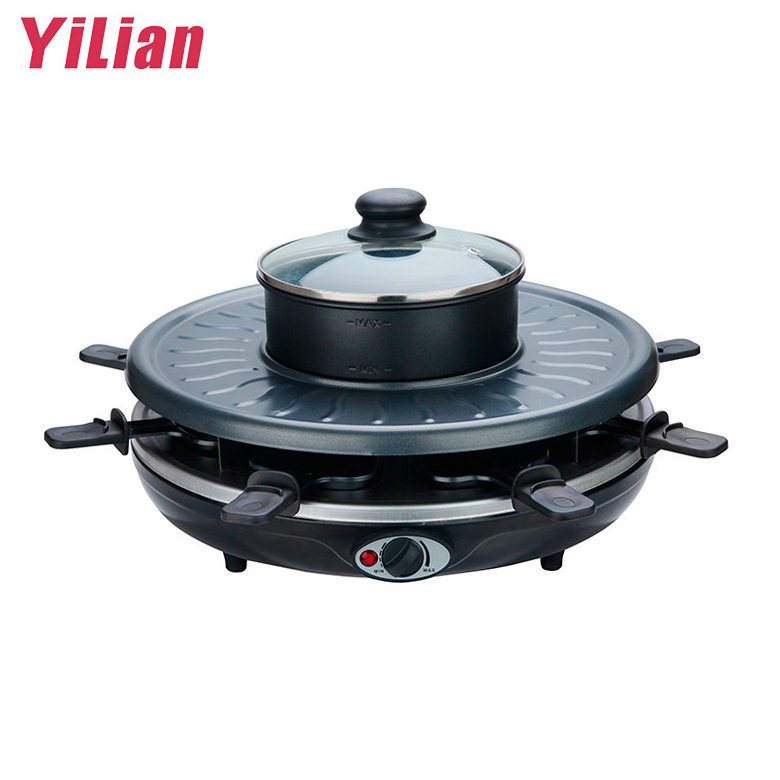 8 person Electric Table-Top Party Fondue Grill  Non Stick Pans Yakitori Plancha Raclette Kebab grill