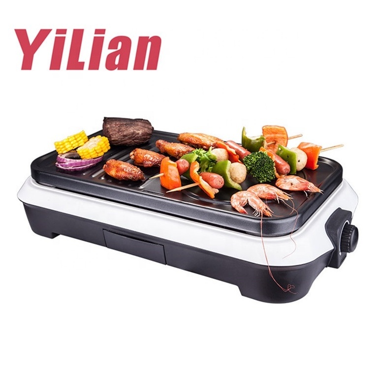 1500w table top BBQ electric plancha grill professional electric barbecue grill with hotpot