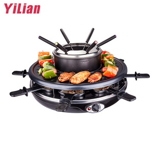 8 person Electric Table-Top Party Fondue Grill  Non Stick Pans Yakitori Plancha Raclette Kebab grill