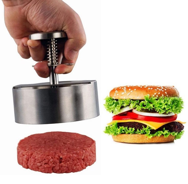 Stainless Steel 304 Hamburger Press Burger Press Adjustable Hamburger Patty Maker Mold Patty tool  Perfectly Formed Hamburger