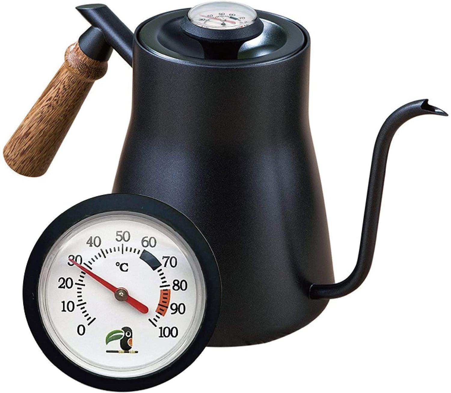 850ml Pour Over Coffee Kettle - Black coffee Kettle with Thermometer Premium Stainless Steel Coffee Maker Tea Pot