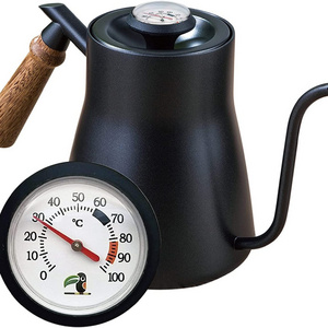 850ml Pour Over Coffee Kettle - Black coffee Kettle with Thermometer Premium Stainless Steel Coffee Maker Tea Pot