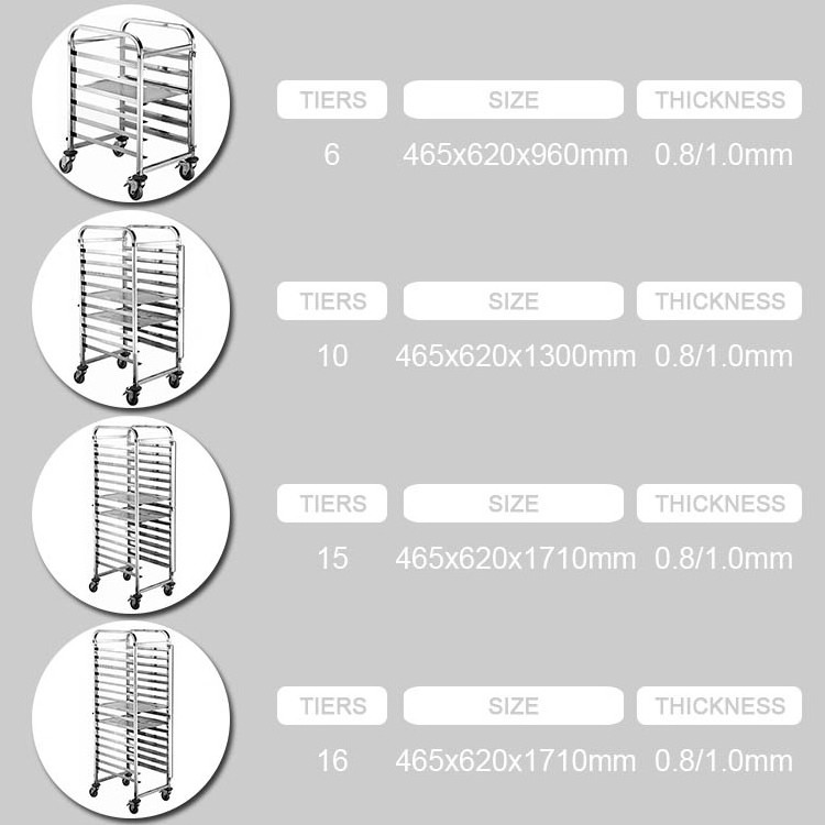 JMYINGRI Stainless Steel Commercial Use Cooling Food Drying Bakery Tray Rack Trolley For 600*400 Tray