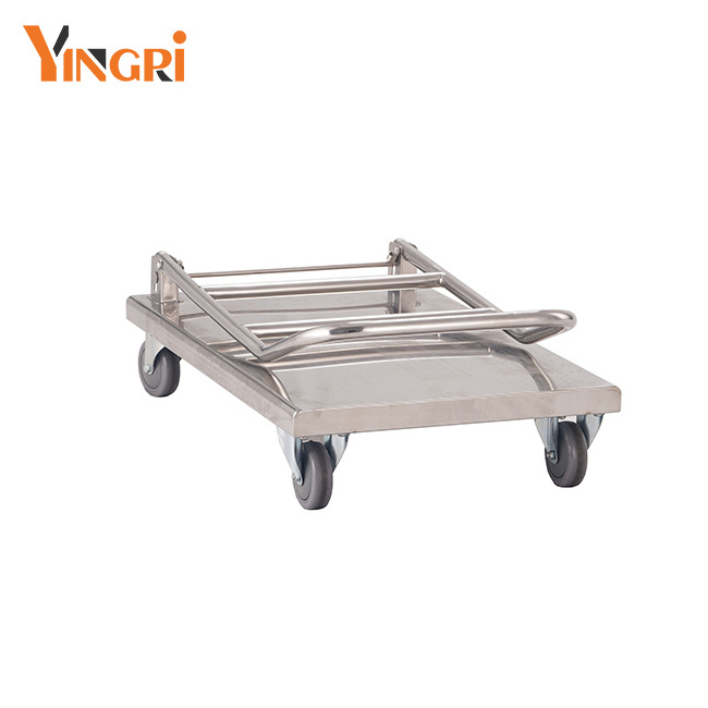 JMYINGRI Stainless Steel Heavy Duty Industrial Metal Warehouse Cargo Platform Foldable Hand Trolley