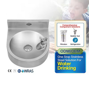 Knee Hand Operated Wall Hanging Manual Stainless Steel Water Fountain Outdoor Direct Drinking Water Dispenser