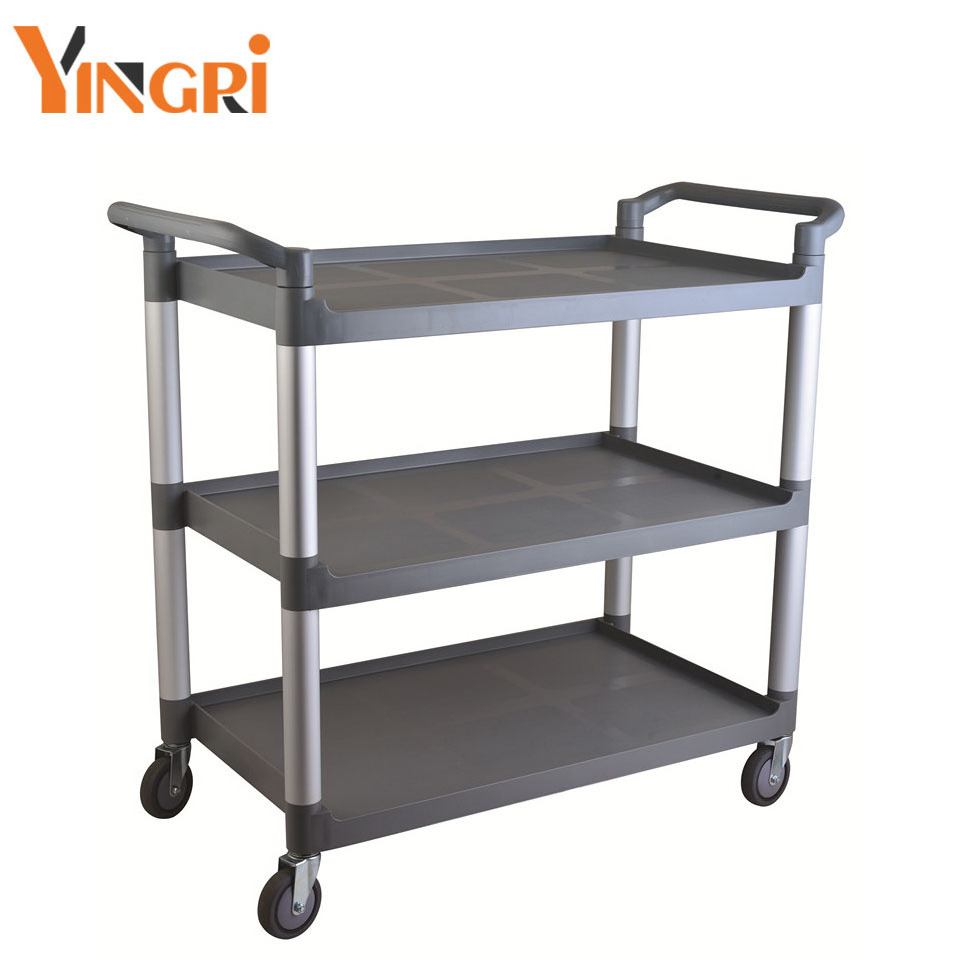 Trolleys,Rolling Trolley Plastic Cleaning Service Dining Cart Restaurants,  aircraft service trolley 3 Tier Hotel Catering Cart