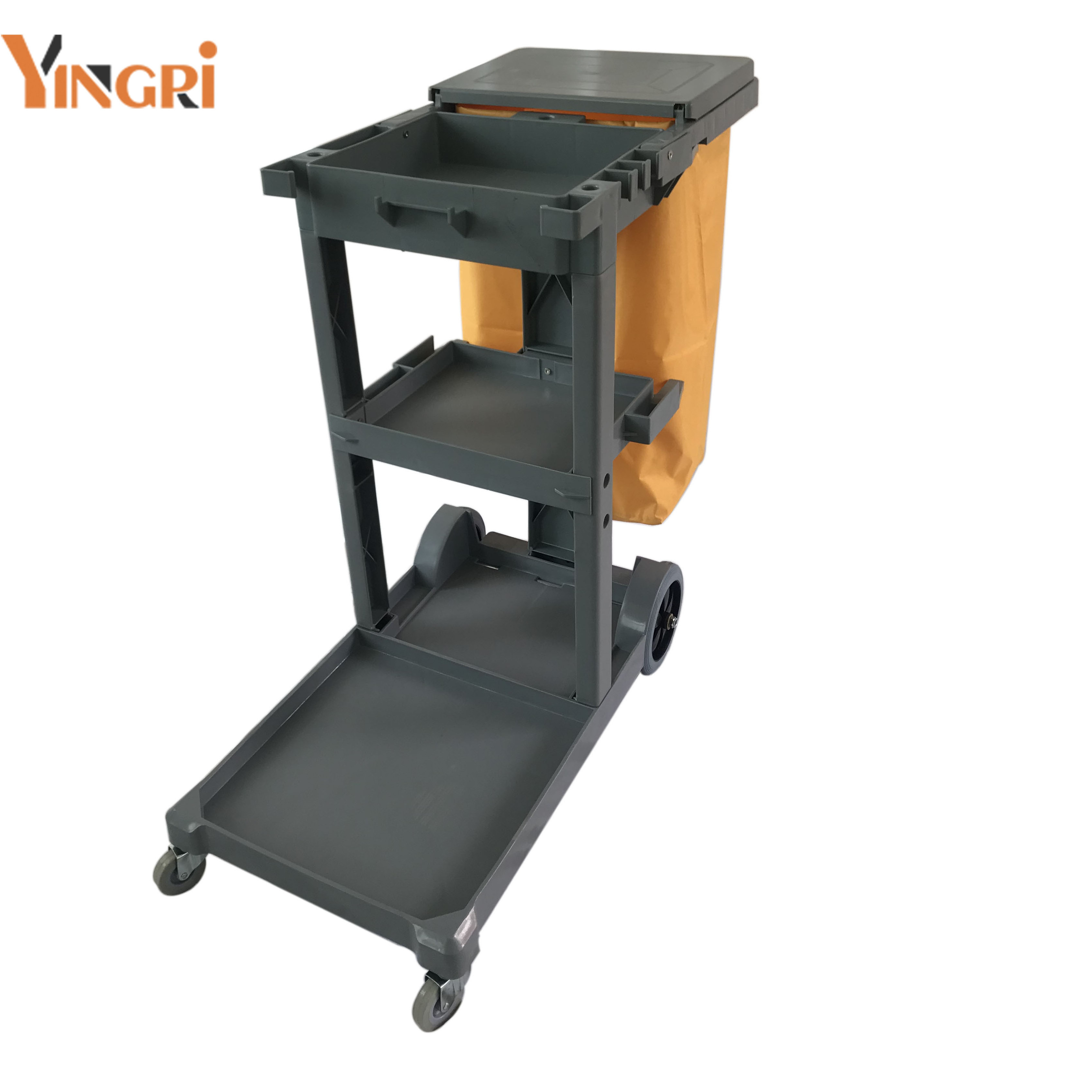 Commercial Traditional Housekeeping janitor hotel cleaning Trolley Cart Cleaning Trolley with Detachable Bag for Schools & Hotel