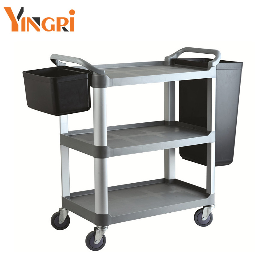 Trolleys,Rolling Trolley Plastic Cleaning Service Dining Cart Restaurants,  aircraft service trolley 3 Tier Hotel Catering Cart