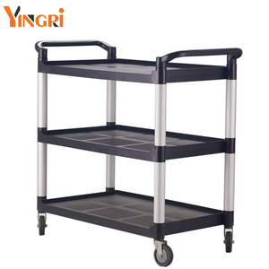 Trolleys,Rolling Trolley Plastic Cleaning Service Dining Cart Restaurants,  aircraft service trolley 3 Tier Hotel Catering Cart