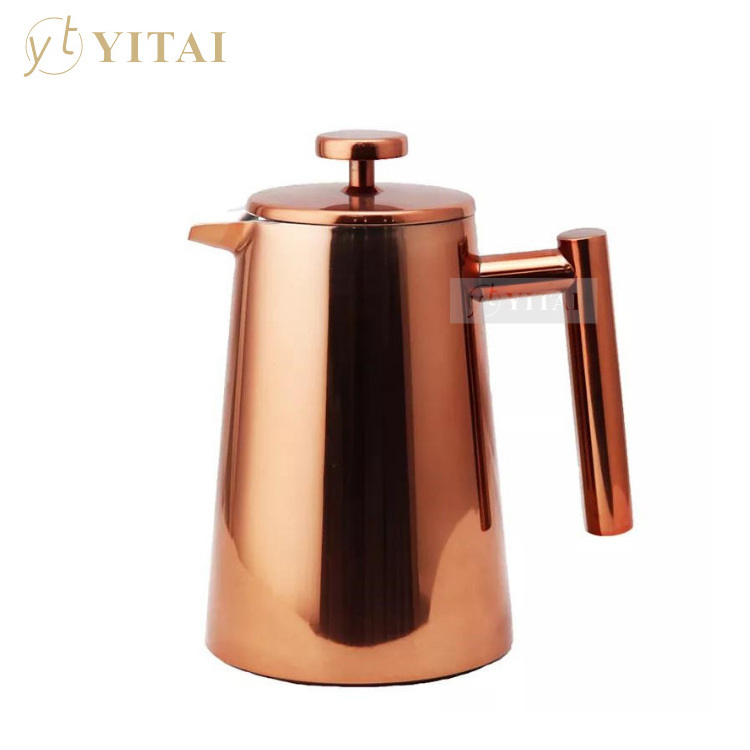 Portable Stainless Steel Copper Double Wall Travel French Press Coffee Tea Espresso Maker