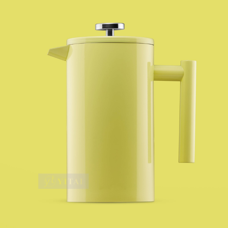 hot sale 1000ml yellow painting 304 stainless steel french press coffee maker pot