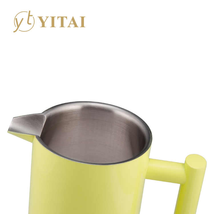 hot sale 1000ml yellow painting 304 stainless steel french press coffee maker pot