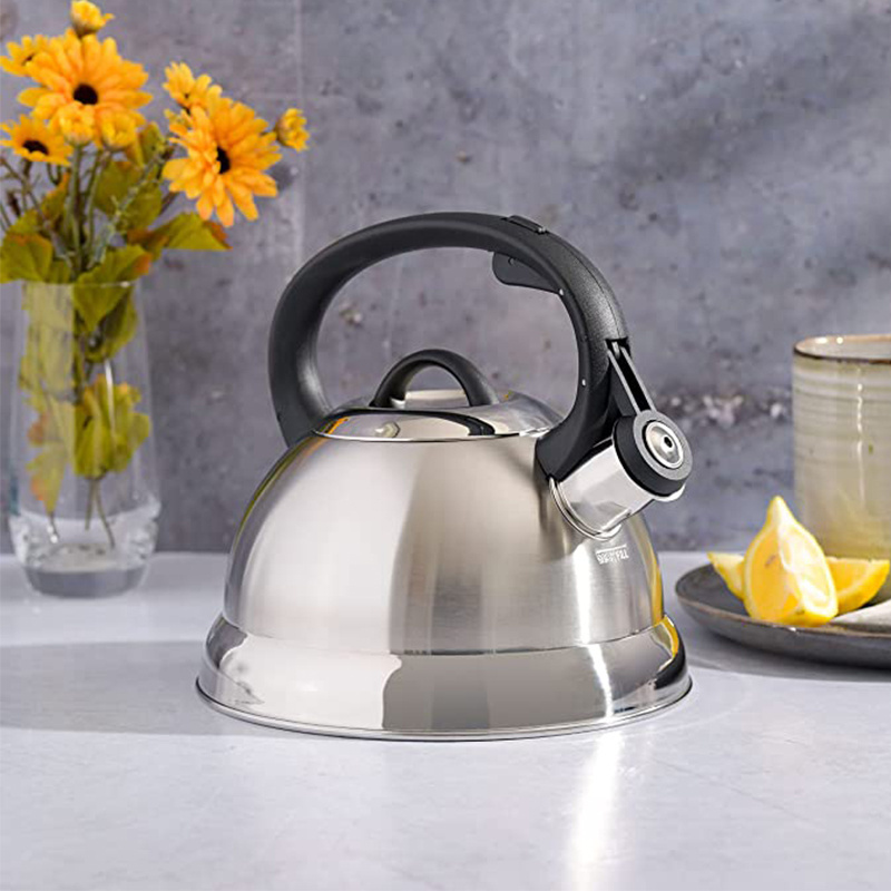 Wholesale Brushed Satin 2L Stainless Steel Whistling Tea Kettle