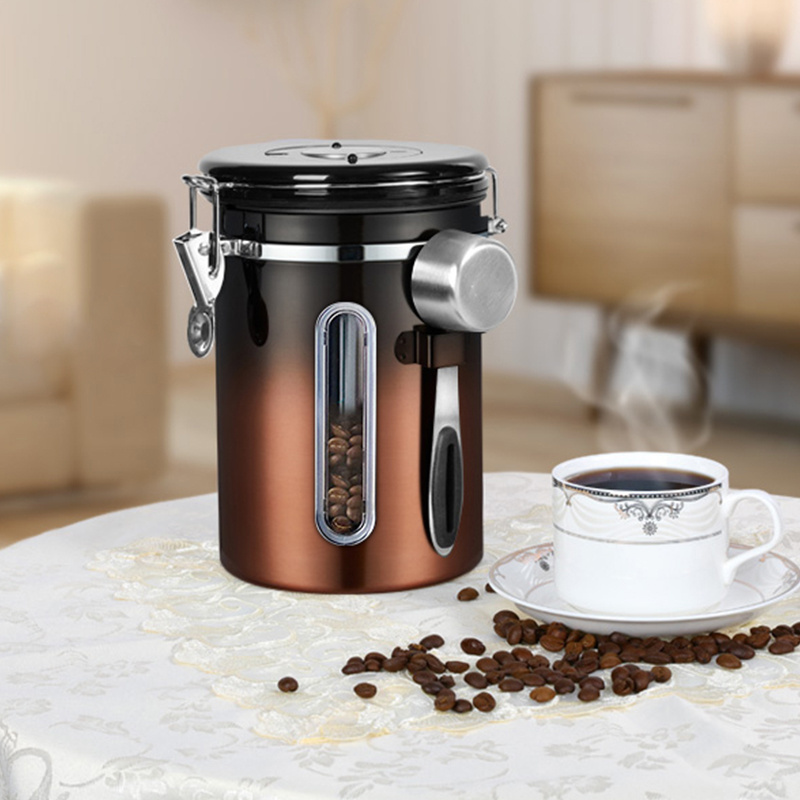 Kitchen Stainless Steel Coffee Canister Food Tea Sugar Storage Container With Lid Airtight Set