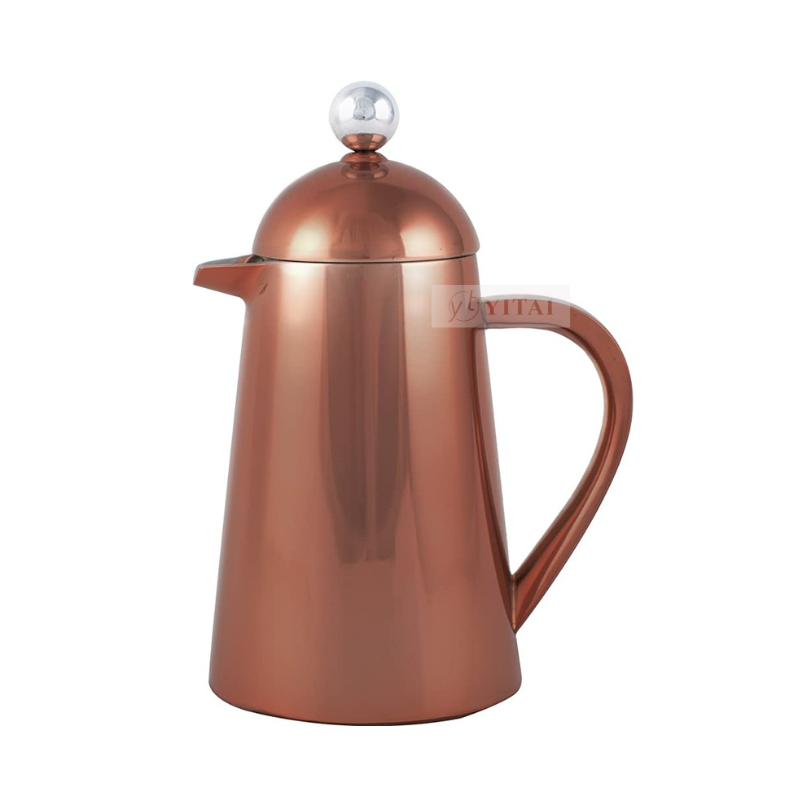 Factory Stainless Steel French Press Copper Gold Color Insulated Coffee French Press Coffee Maker