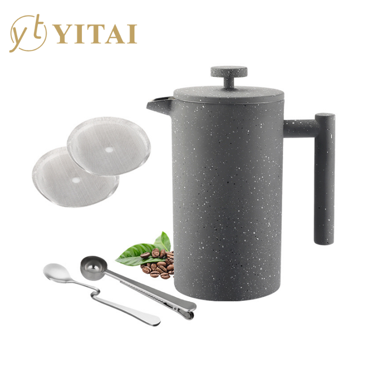 Marble grey coffee series sets gooseneck coffee kettle 304 stainless steel french press and tea sugar coffee canister