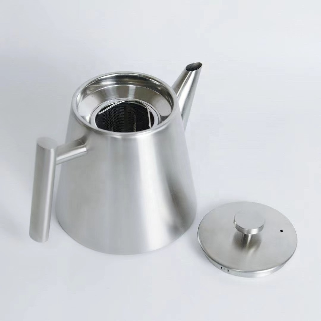 Factory Double Wall 1000ml Stainless Steel Loose Tea Pot With Infuser