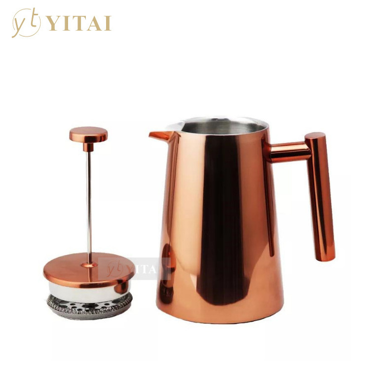 Portable Stainless Steel Copper Double Wall Travel French Press Coffee Tea Espresso Maker