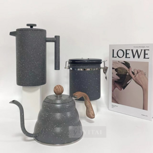 Marble grey coffee series sets gooseneck coffee kettle 304 stainless steel french press and tea sugar coffee canister