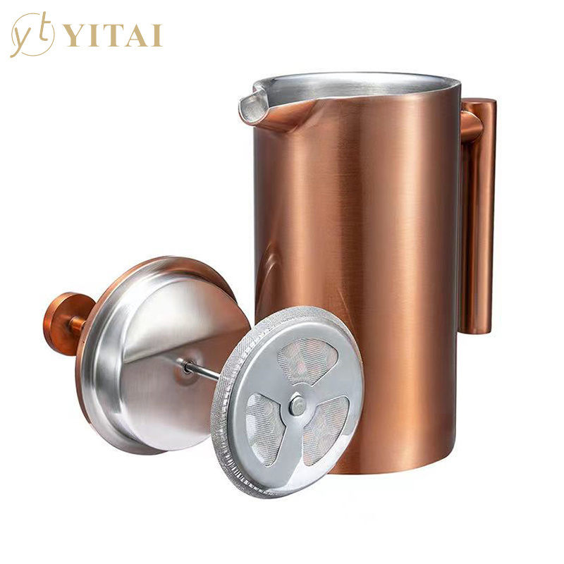 The Best Usability Double Wall Insulation & Dual-Filter Screen Bronze French Press Coffee Makers