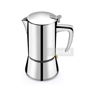 Copper Chrome Coffee Machine Stainless Steel Stovetop 6.8 Oz Italian Espresso Moka Maker Coffee Espresso Pot