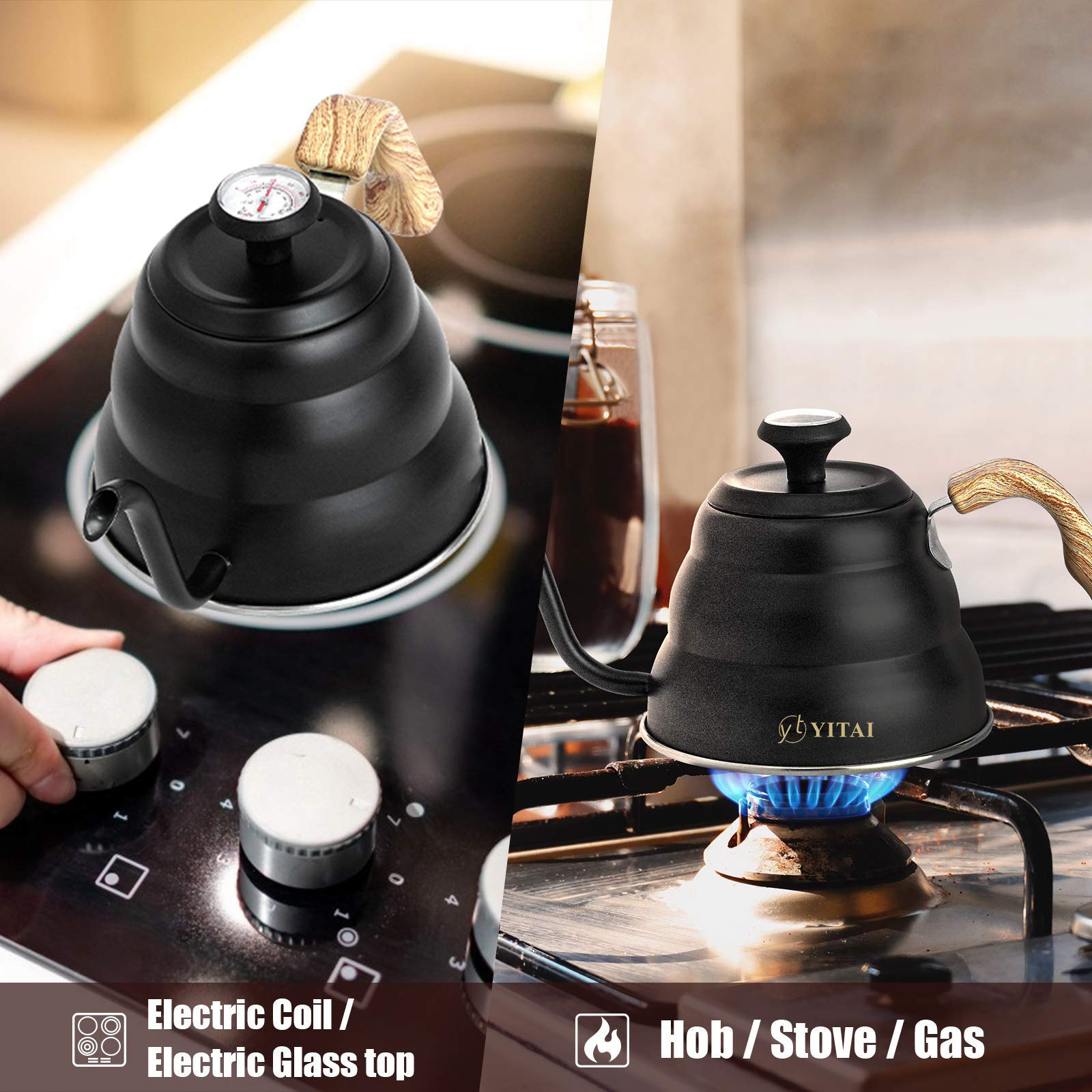 New Product Coffee Pot Thermo Stainless Steel Pour Over Coffee Drip Gooseneck Kettle With Thermometer