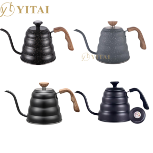 1.0L Stainless Steel Coffee Kettle with Thermometer, Gooseneck Thin Spout for Hand Drip Pour Over Coffee Tea Pot Teapot