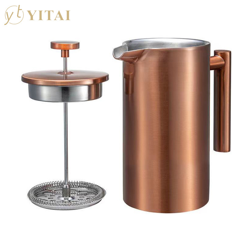 The Best Usability Double Wall Insulation & Dual-Filter Screen Bronze French Press Coffee Makers