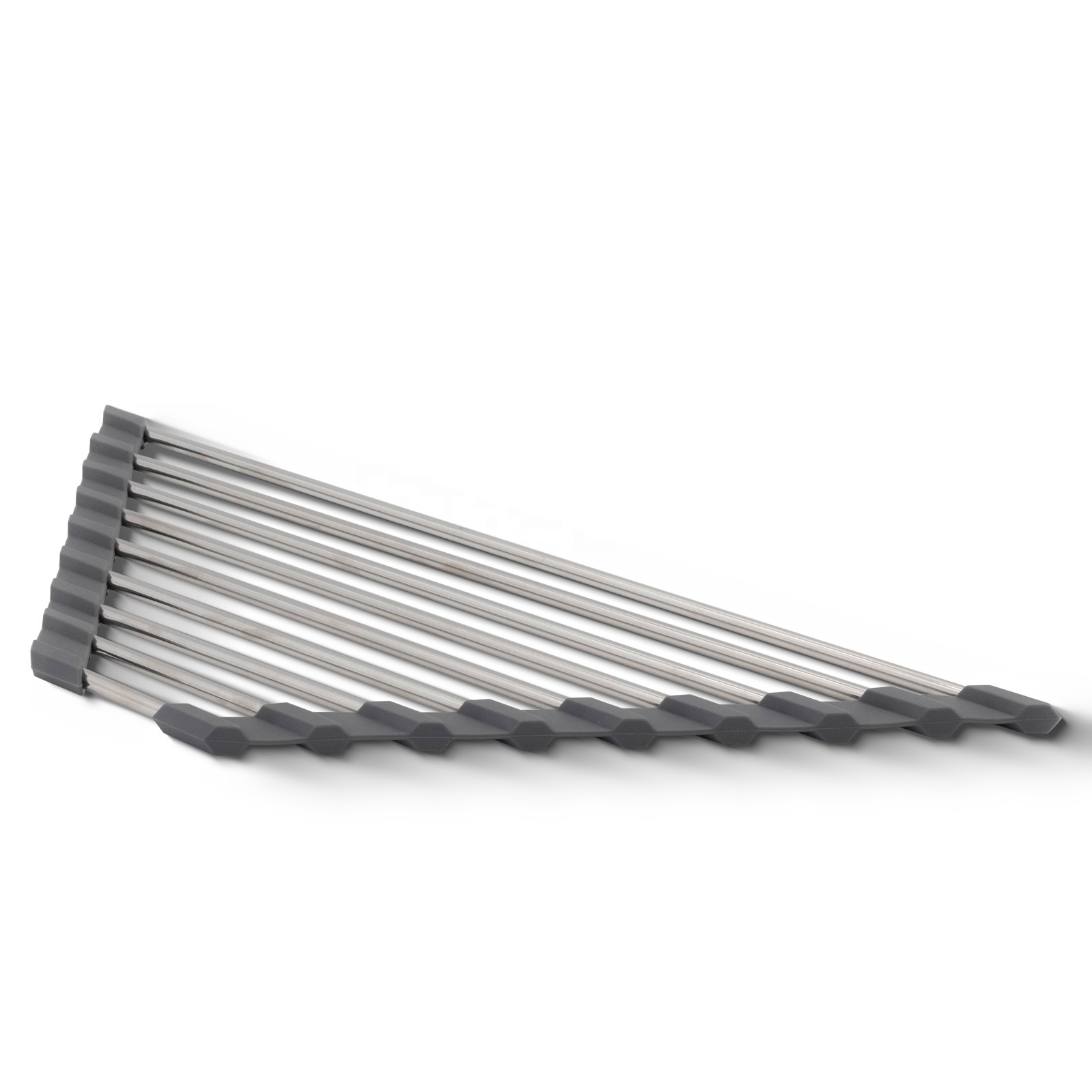 Small triangle roll up dish drying rack for sink corner roll-up rack over the sink multipurpose 304 stainless steel roll mat