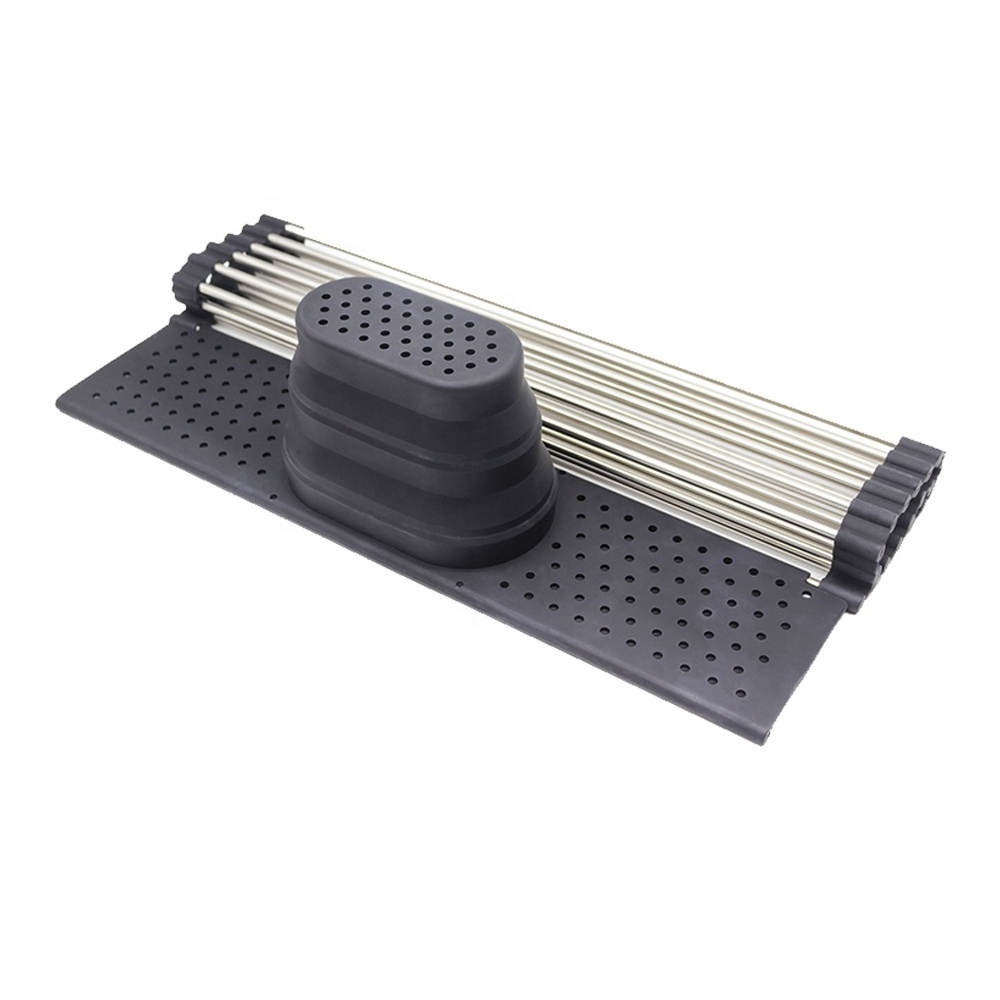 Roll up dish drying rack adjustable Over The Sink storage shelf Wholesale Silicone dish drying mat rack drainer