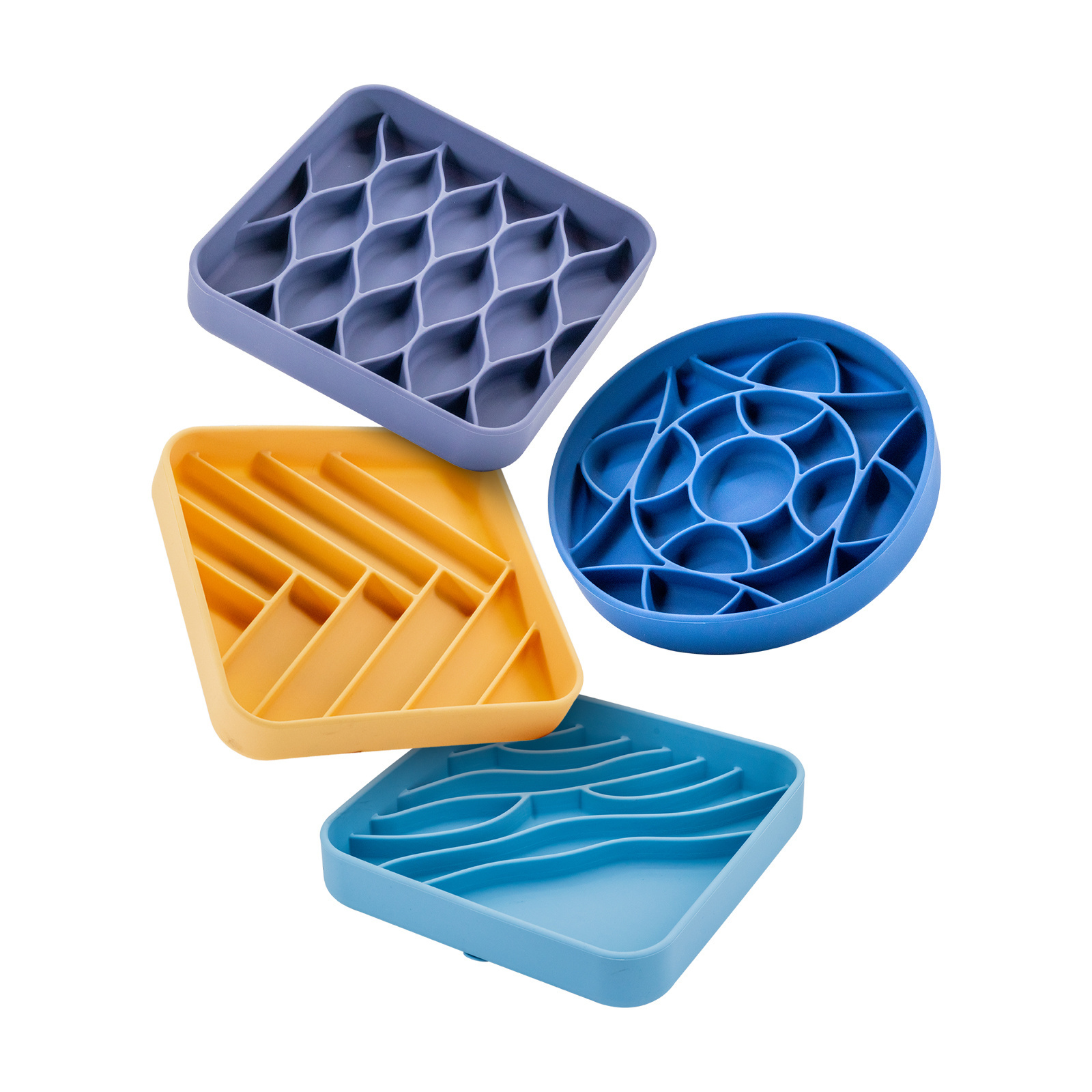 Non-Slip Slow Feeder Silicone Dog Bowl with Suction Cups Anti-Gulping Pet Slower Food Feeding Bowls