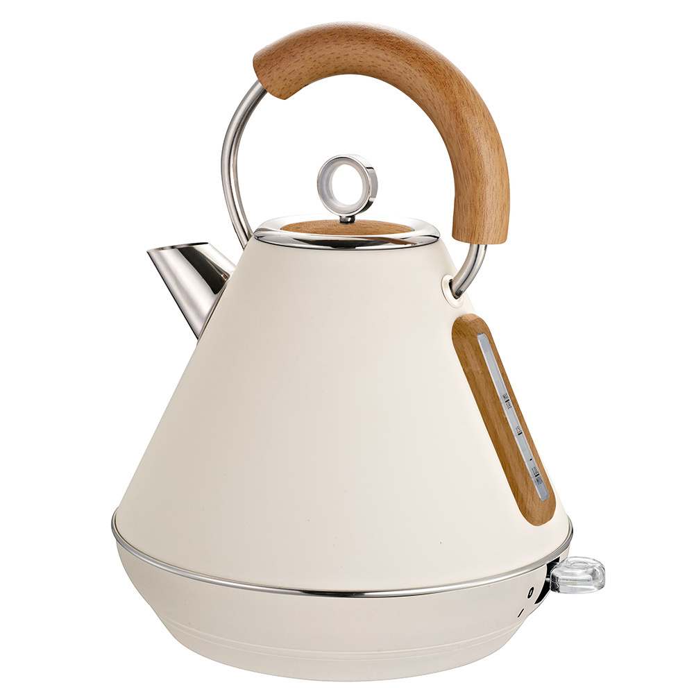 304 Stainless Steel Tea Kettle Retro Electric Hot Water Boiler Wood Grain Black Electric Pyramid Kettle