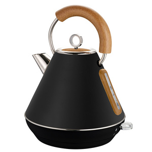 304 Stainless Steel Tea Kettle Retro Electric Hot Water Boiler Wood Grain Black Electric Pyramid Kettle