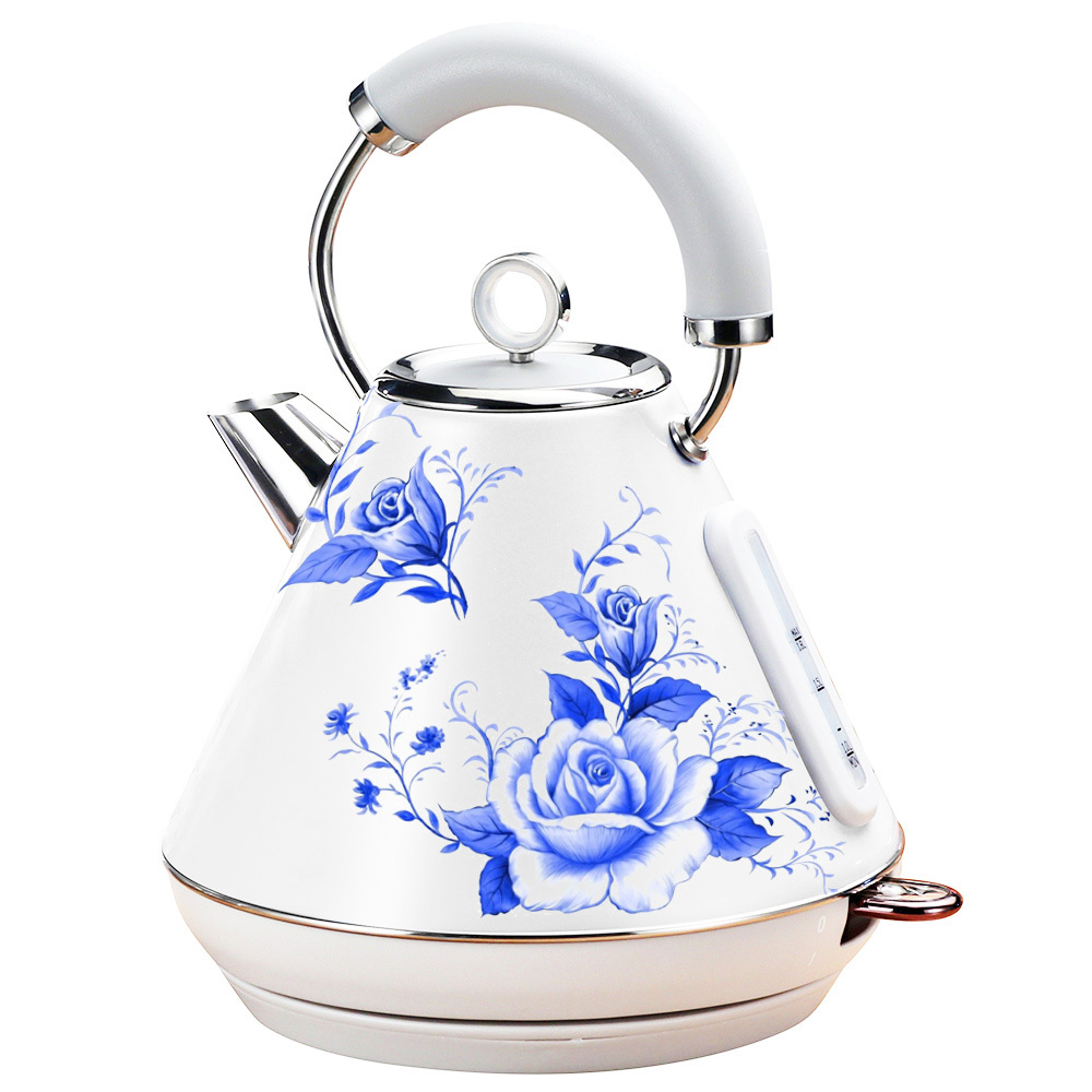 electric kettle pyramid kettles tea retro water boilers blue and white porcelain kettle for hotel household with water window