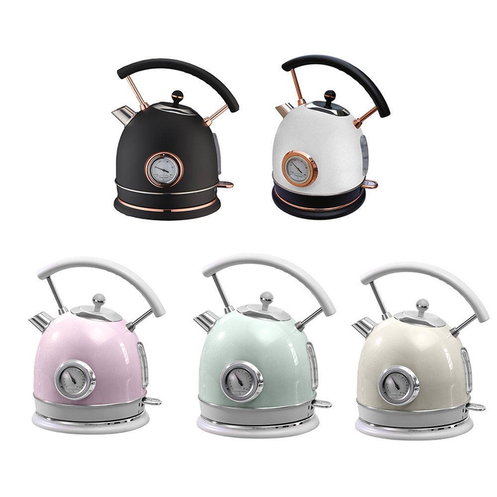 Retro kettle 1.8l stainless steel vintage dome tea pots water electric kettle with temperature