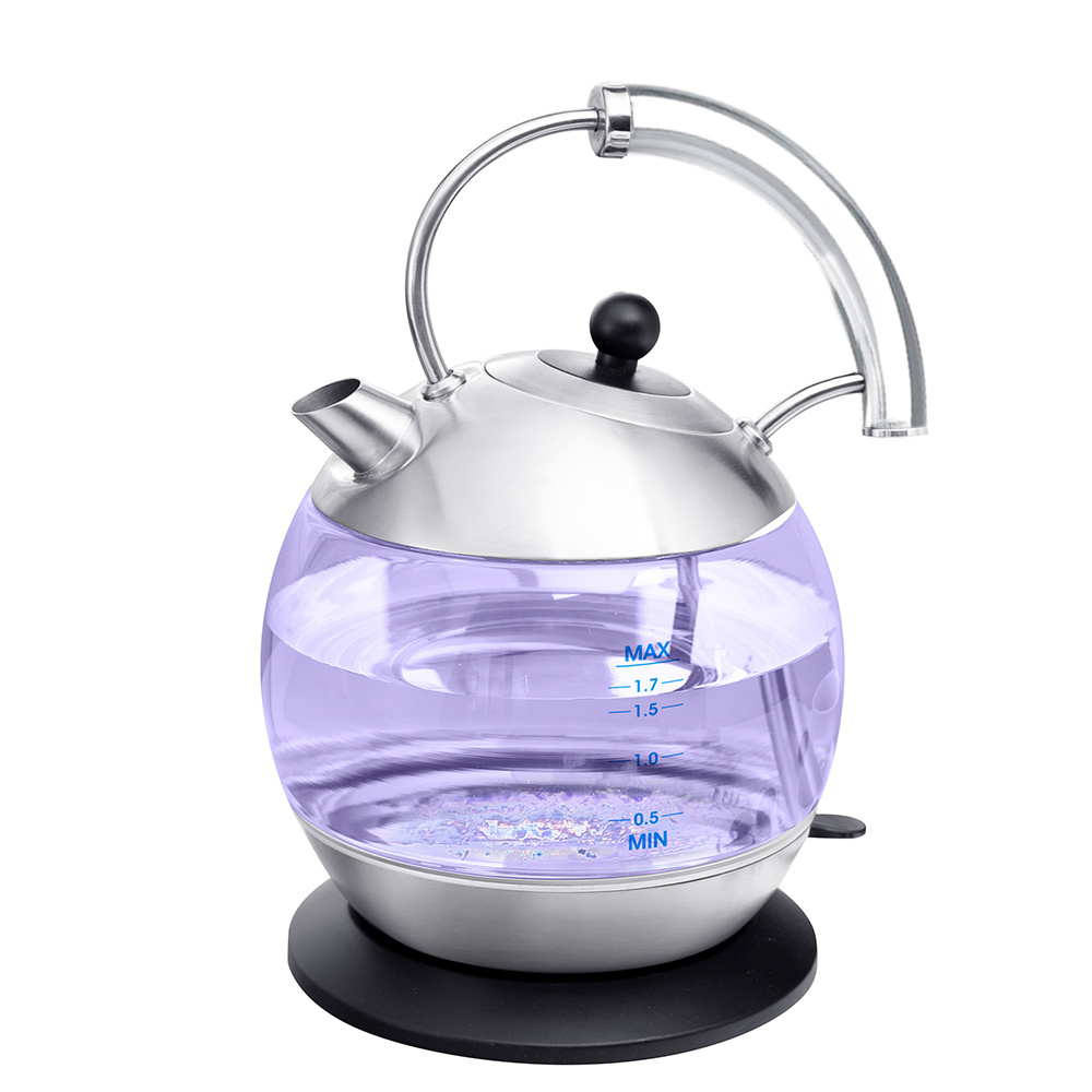 Electric glass kettle 1.7L tea water coffee teapot transparent kettle stainless steel clear glass kettle kitchen