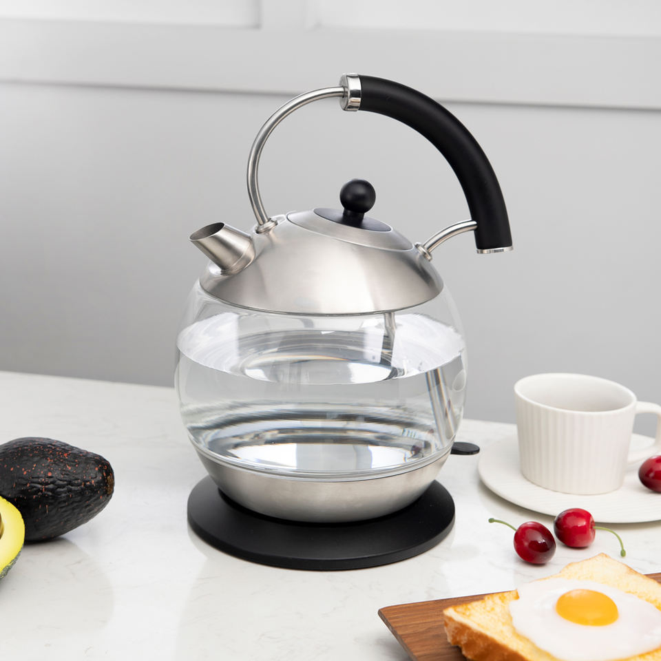 Electric glass kettle 1.7L tea water coffee teapot transparent kettle stainless steel clear glass kettle kitchen