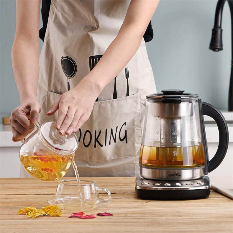 Electric Tea Kettle Glass With Adjustable Temperature Digital Glass Kettle With Tea Infuser