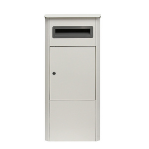 custom white home secure smart wall mount lockable outdoor  metal post mail courier parcel delivery drop box