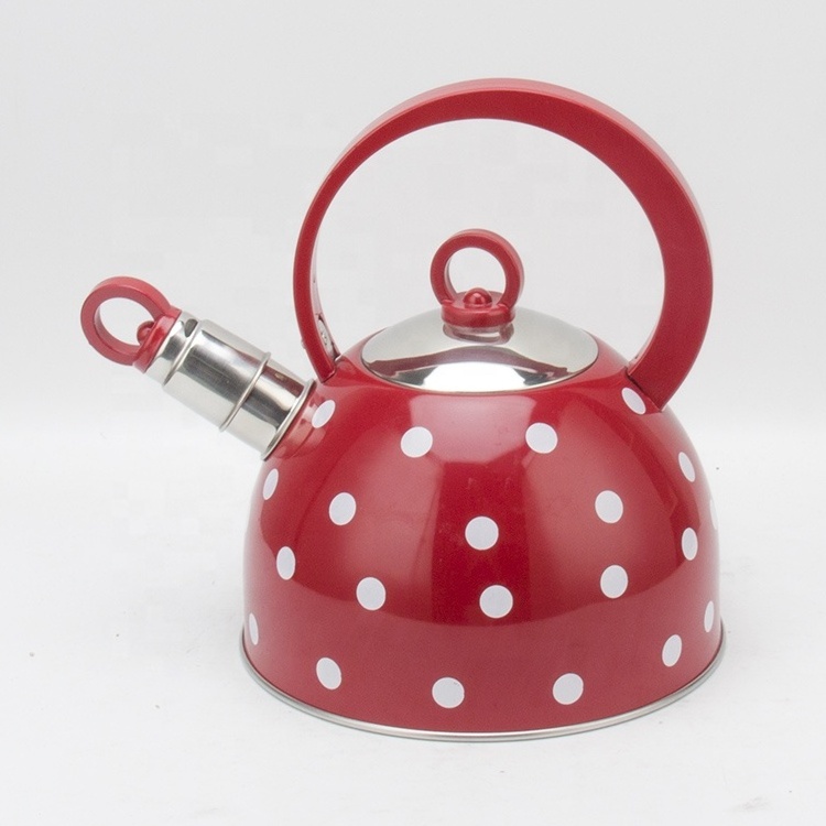 Kitchen office 2-quart Stove Top Food Grade  red dot Anti-rust Whistling Tea Pot cheapest kettle