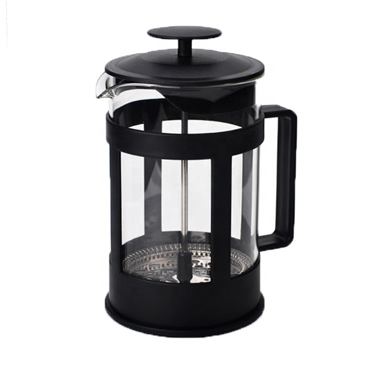 cheap price high borosilicate glass plastic black french coffee press